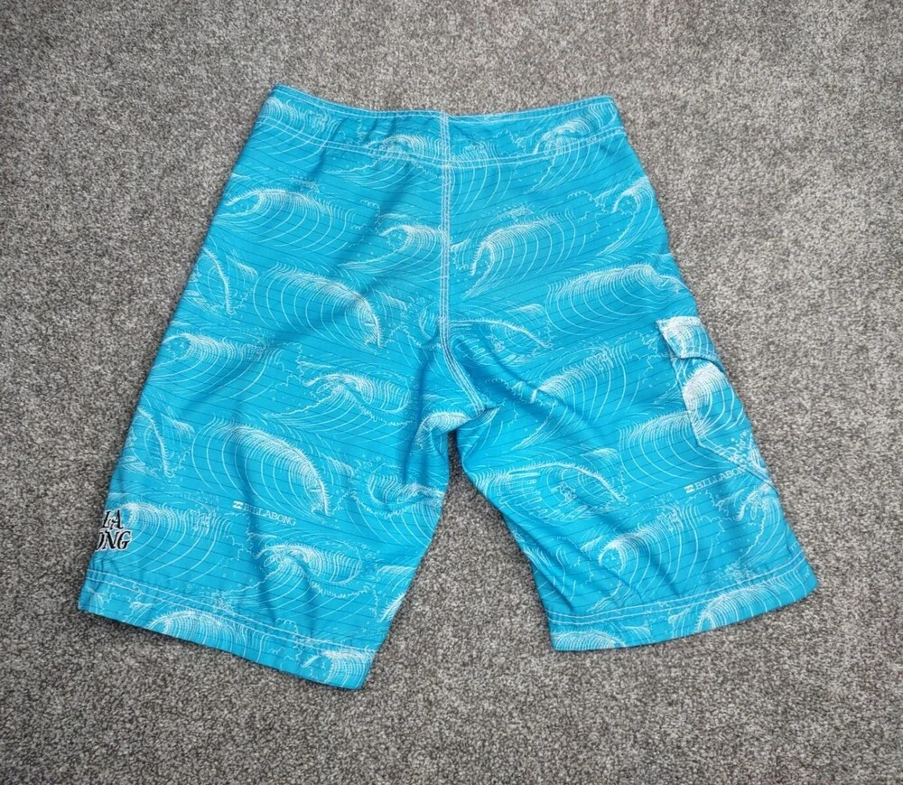 Billabong Boardshorts Men 29 Blue Ocean Wave Beer Stained Beach Volleyball Pong